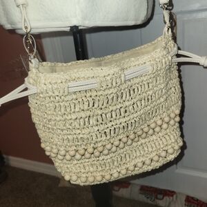 Firm! Universal Thread Cream Crochet Crossbody Bag